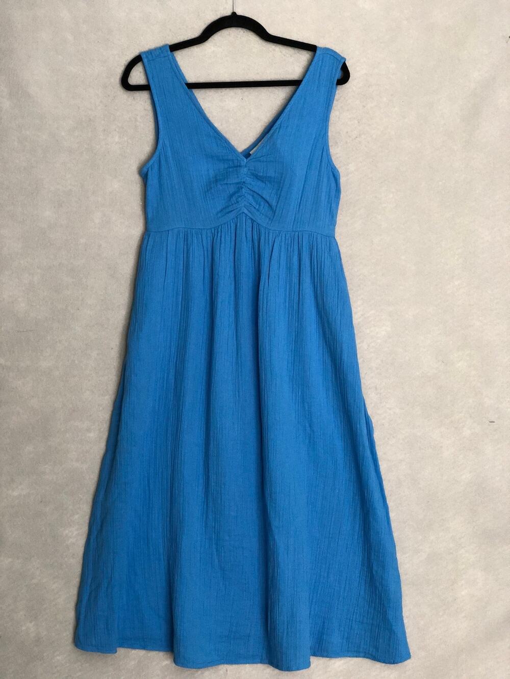 On 34th Double V-Neck Dress Empire Waist Midi Blue Women's Small (New w/o Tags)